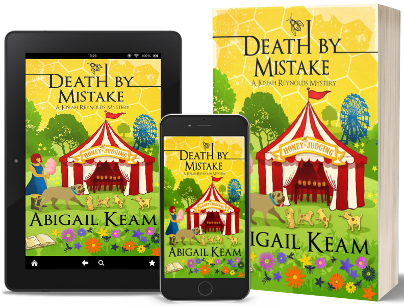 Death By Mistake: A Josiah Reynolds Mystery
Image shows the book on a tablet, phone and a paperback.
