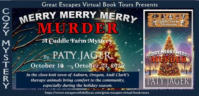 Blog tour Banner - Great Escapes Virtual Book Tours Presents Merry Merry Murder. by Paty Jager