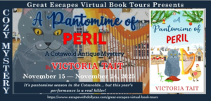 Victoria Tait’s Newest Cozy Mystery, Pantomime of Peril  Author Interview, Review & Giveaway