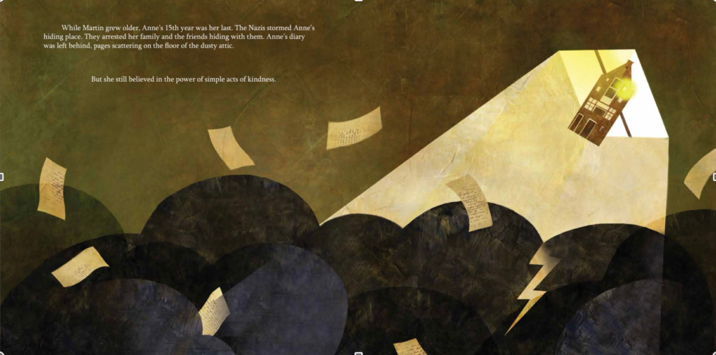 illustration from Martin and Anne symbolizing the SS finding Anne's family in their hiding space. 