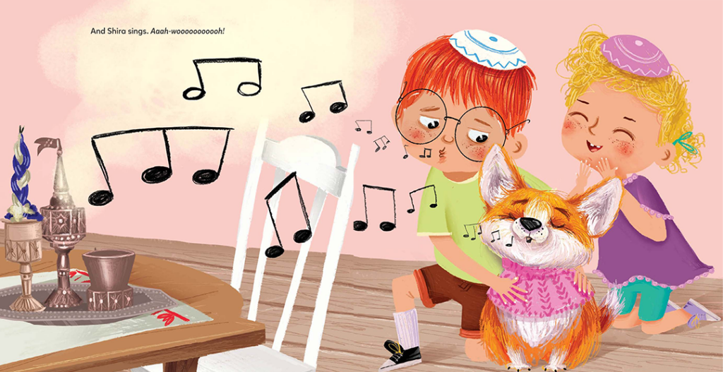 Shira sings too. Arrooo
Illustration by Alexandra Colombo from Shira the Singing Puppy by Ilana R. Wieder.