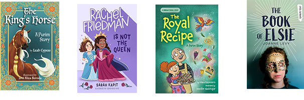 This image shows The King's Horse, a picture book for older readers, two chapter books Rachel Friedman is not the Queen and The Royal Recipe and one middle grade novel, The Book of Elsie.