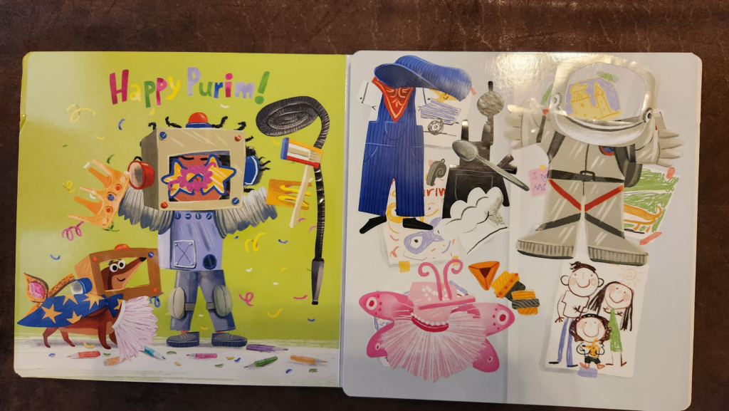 Page from Purim Possibilities after a child has explored the sticker Possibilities. 