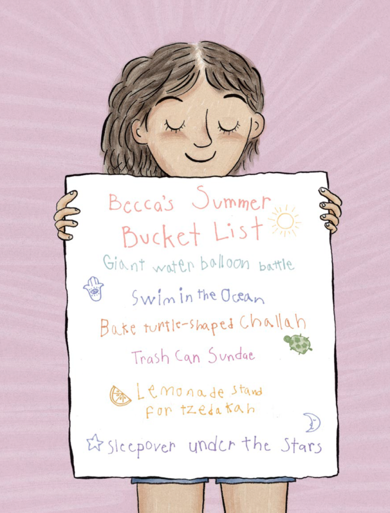 Becca holds up her summer bucket list.