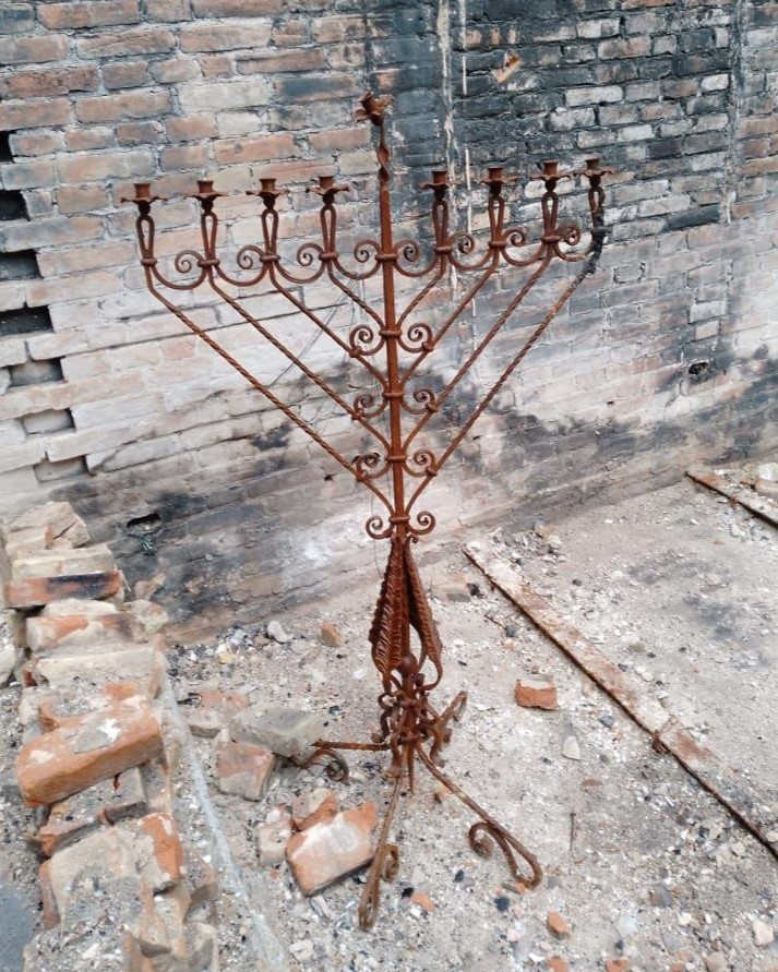 menorah in Mariupol after the bombs.