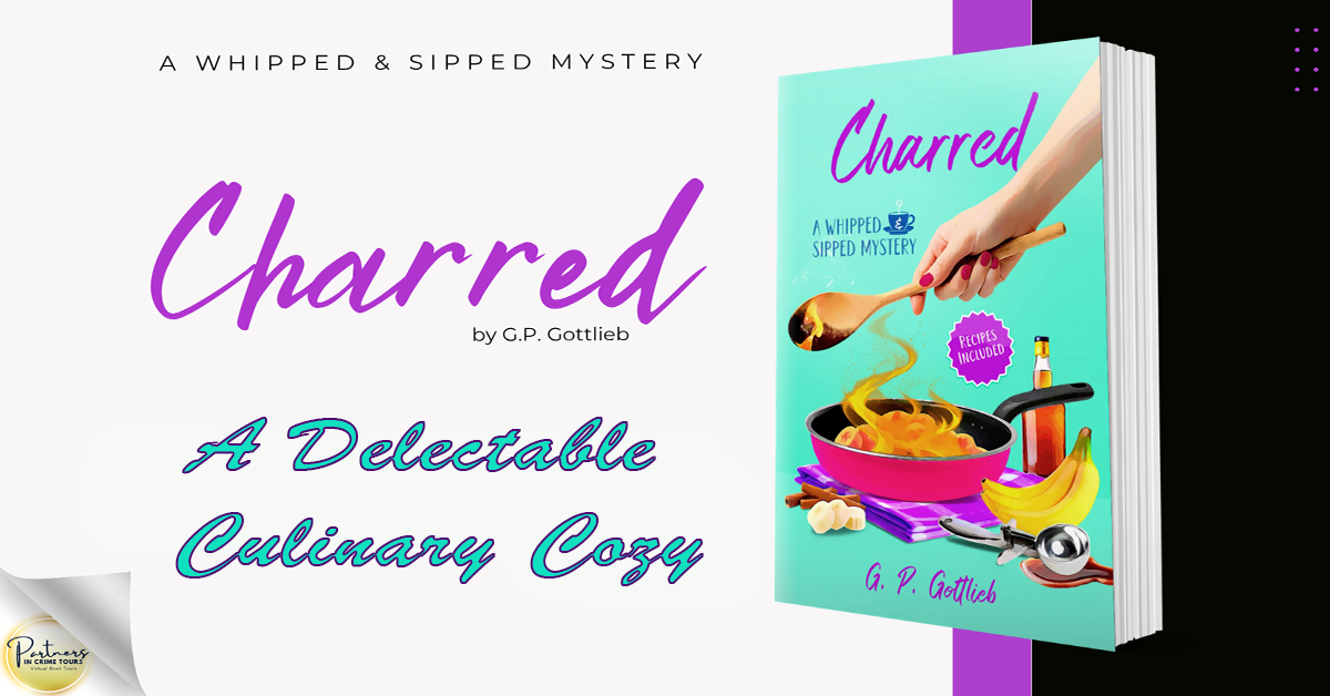 Charred Parners in Crime book tour banner.